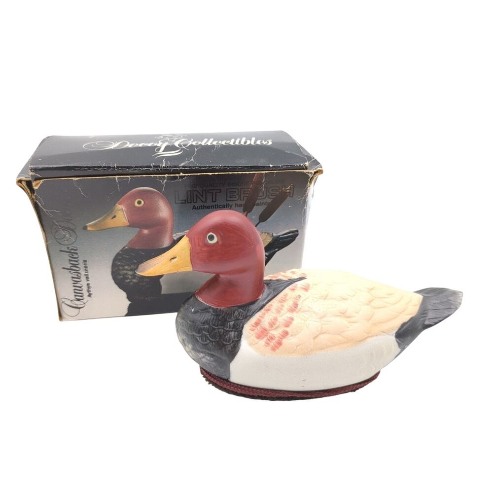 Vintage Jasco Canvasback Duck Decoy Collectible Lint Brush Hand Painted Bisque